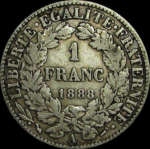 France 1888 Silver 1 Francs