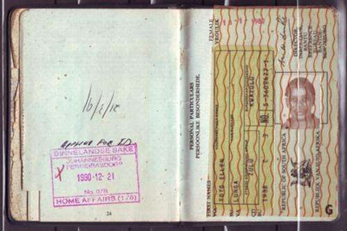 1990 Apartheid Era Dompas to Toto Ellen Lunga