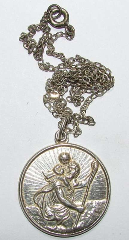 Large Saint Christopher 925 Silver Pendant on Chain
