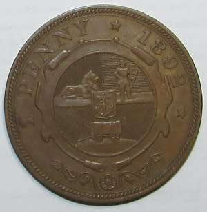 ZAR 1892 Brown Penny