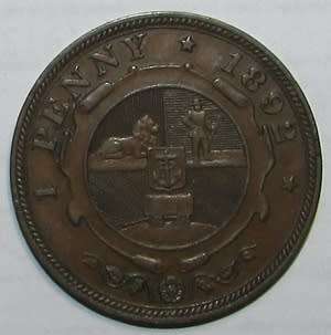ZAR 1892 Brown Penny