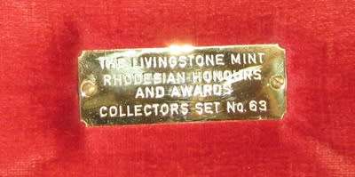 Rhodesia Full Size Set Number 63/500 -The Livingston Mint Rhodesian Honours and Awards