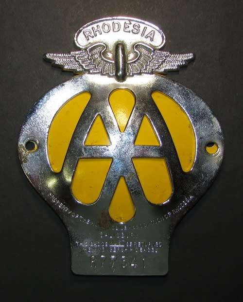 Vintage Rhodesian AA Car Badge