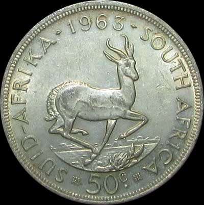 1963 Republic of South Africa Silver 50 Cent