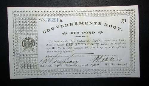 1901 ZAR Gouvernments Noot - 1 Pound ( Condition )