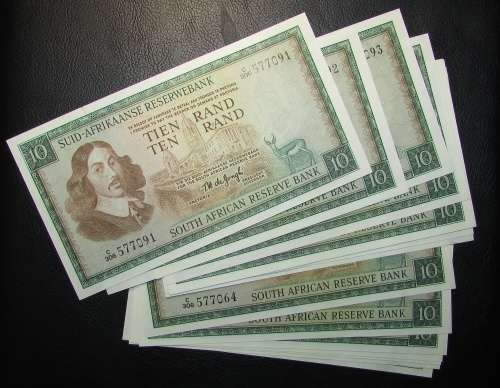 De Jong - 16 by 10 rand Notes in Sequence and UNC