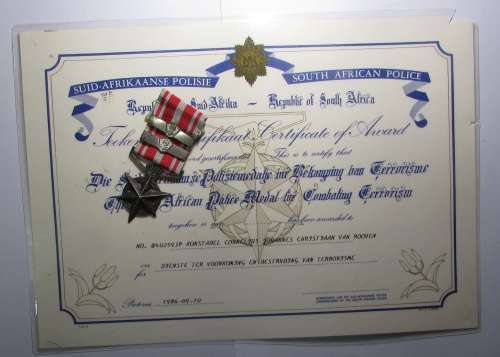 Full Size Medal for Combatting Terrorism with Certificate