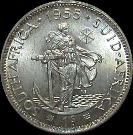 1955 Union of South Africa Silver Shilling