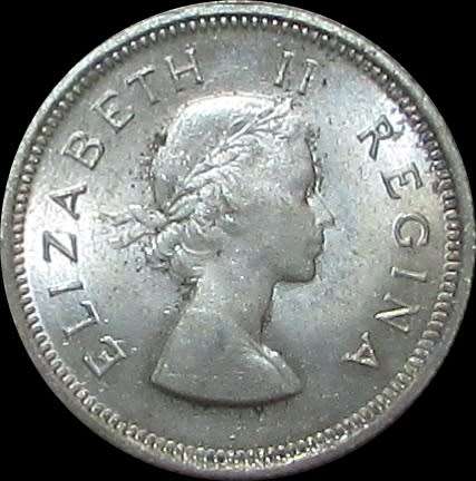 1955 Union of South Africa Silver Shilling
