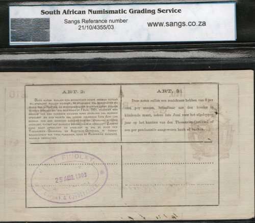AU 50 - ZAR Tien Pond - Te Velde Issue ( Catalogue Value 15000 in UNC )