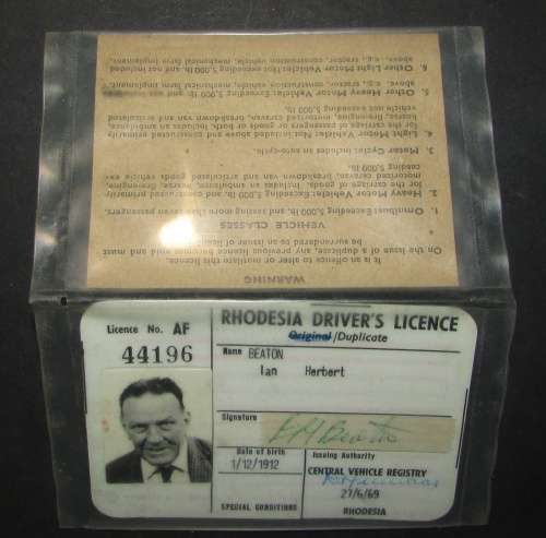 Rhodesia - Vintage Drivers License Card in Original Packaging