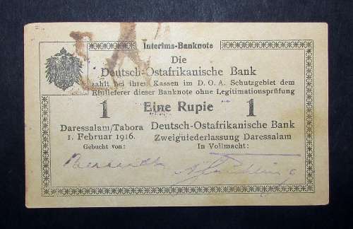 German East Africa - 1 Rupie Bank Note Dated 1916 - Q2