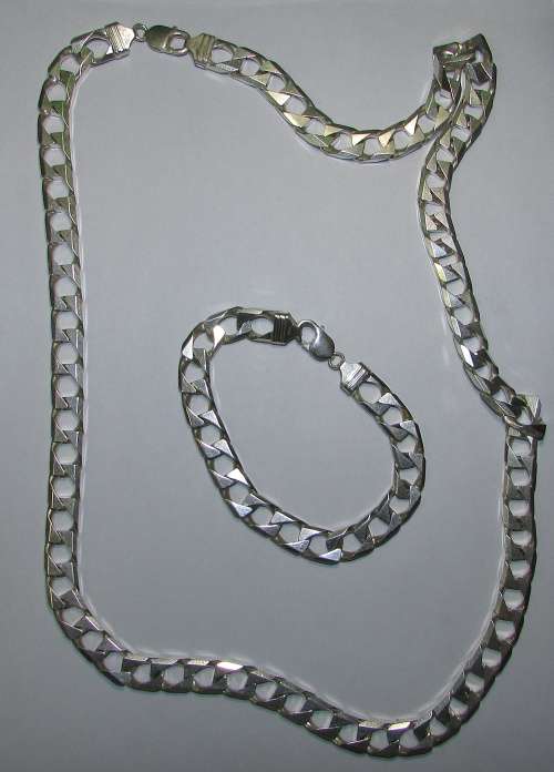 Thick and Heavy Mens .925 Silver Chain and Bracelet Combo ( 246 Grams )