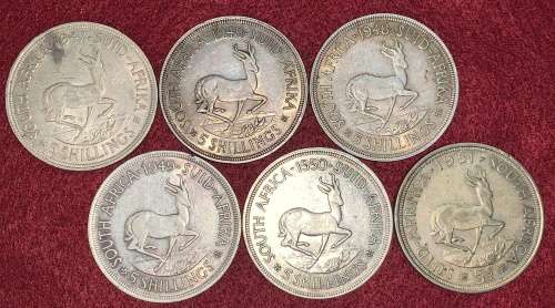 Union of South Africa Silver Crown Lot - 6 Coins in Total