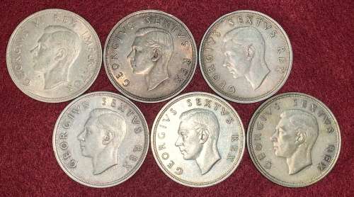 Union of South Africa Silver Crown Lot - 6 Coins in Total