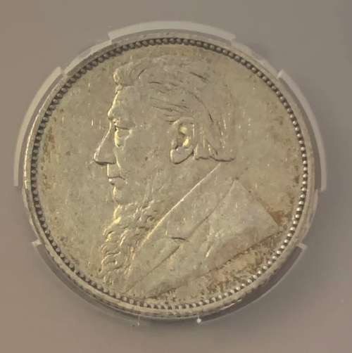 1896 ZAR Silver One Shilling - SANGS Graded AU53 (EF)