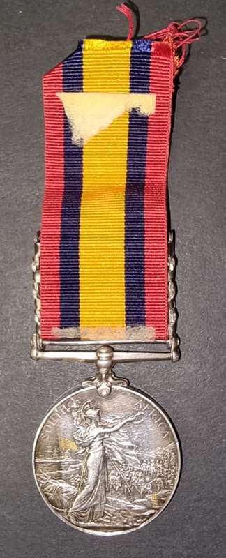 Full Size Queen South Africa (QSA)Medal with 4 Bars: 7607 B.H.Myers. Rand RIF.
