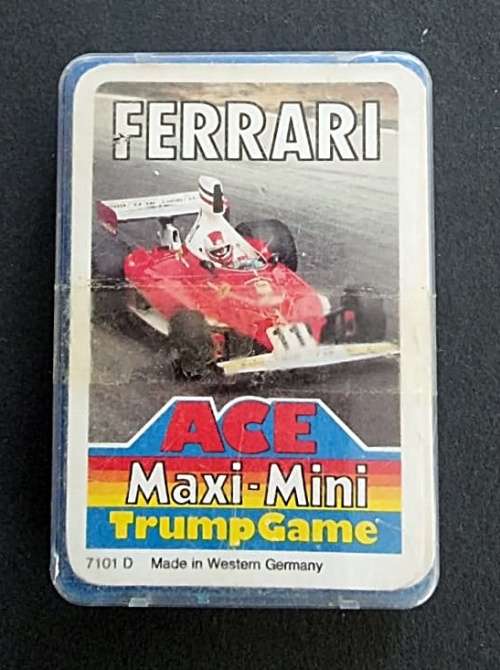 Vintage ACE Maxi-Mini Trump Game ( Made in Germany) in Case - Ferrari