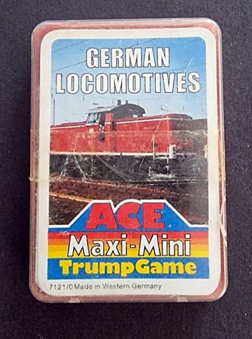 Vintage ACE Maxi-Mini Trump Game ( Made in Germany) in Case - German Locomotives