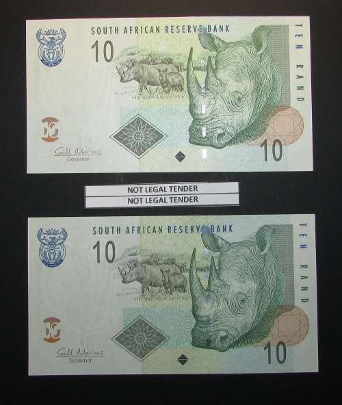 Republic of South Africa - Gill Marcus - 2 by 10 Rand Banknotes in Sequence and UNC