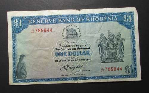 Reserwe Bank of Rhodesia - 1 Dollar Banknote