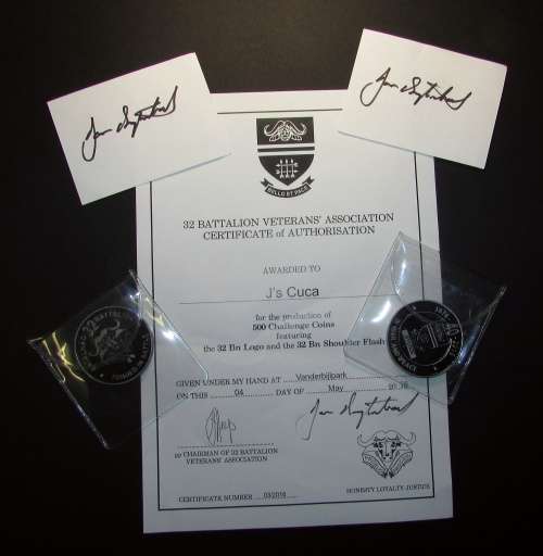 32 Battalion Veterans Association Challenge Coin Set Issued to J`s Cuba - Only 500 Sets