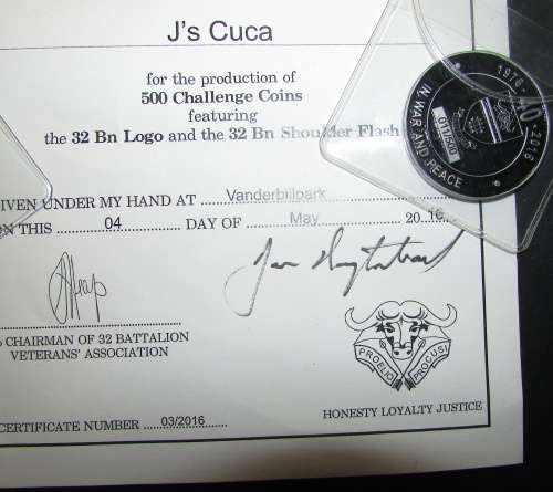 32 Battalion Veterans Association Challenge Coin Set Issued to J`s Cuba - Only 500 Sets