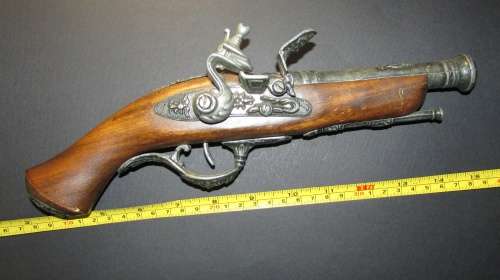 Vintage Non Functional Replica Flintlock Pistol Wall Hanger