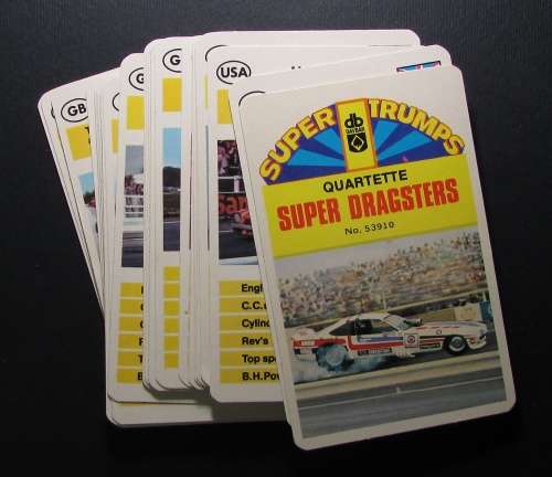 Vintage Super Trumps Playing Cards - Super Dragsters