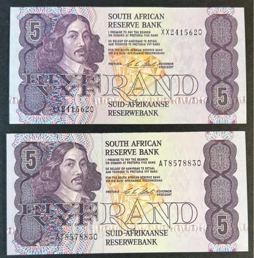 Reserve Bank of South Africa - CL Stals - 2 By 5 Rand Notes ( One Replacement )