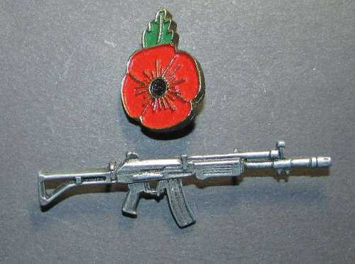 Metal R4 and Poppy Pin Badges