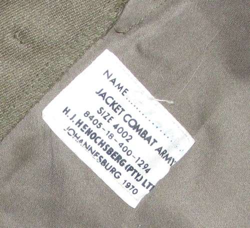 SADF - Battle Dress Set in Top Conidtion - Bunny Jacket with Trousers Dated 1970