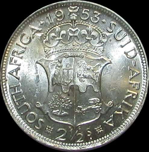 1953 Union of South Africa Silver Half Crown