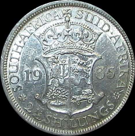 1935 Union of South Africa Silver Half Crown