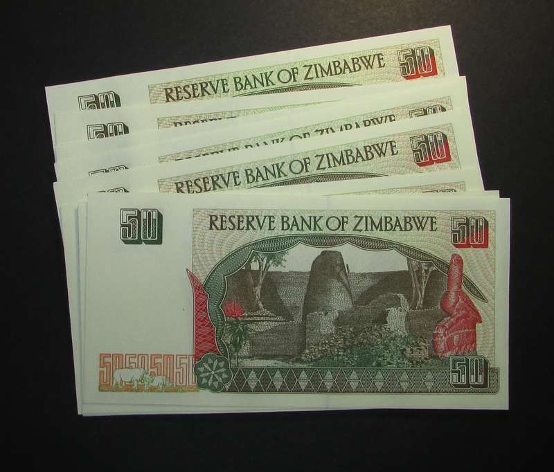 Zimbabwe - 15 by 50 Dollar Banknotes in Sequence