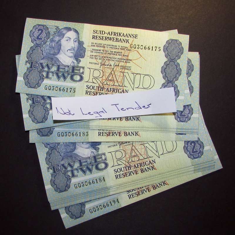 South Africa - Gehard De Kock 20 by 2 Rand Notes in Sequence