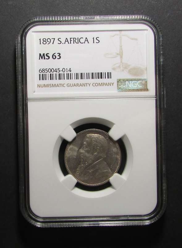 1897 ZAR Shilling - NGC Graded MS63