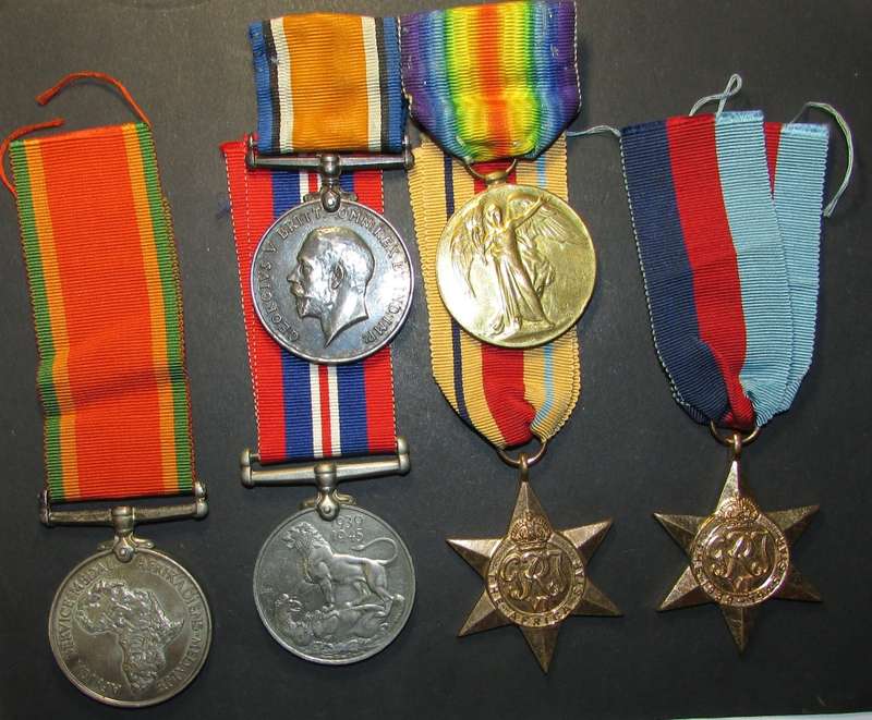 Full Size World War One and Two Medal Group: WW1 PTE.P.M Naude SAMC/WW2 180135 P.M.Naude