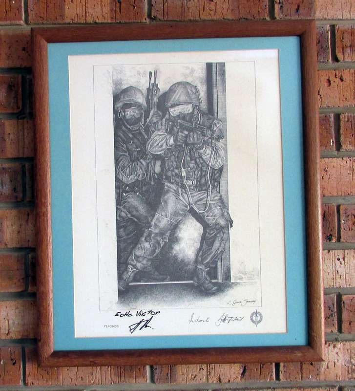 SADF - Framed Special Forces Sketch Owned and Signed by Brigadier Eddie Viljoen ( Echo Victor )