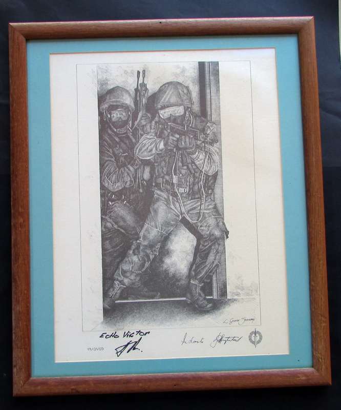 SADF - Framed Special Forces Sketch Owned and Signed by Brigadier Eddie Viljoen ( Echo Victor )
