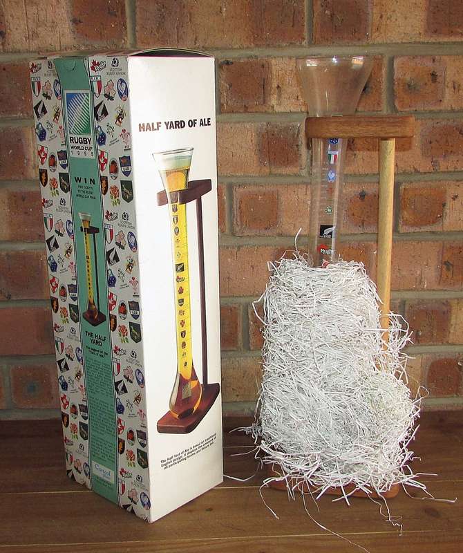 1995 Rugby World Cup Official Item - Half Yard Ale Glass ( Stands 50CM - Boxed )