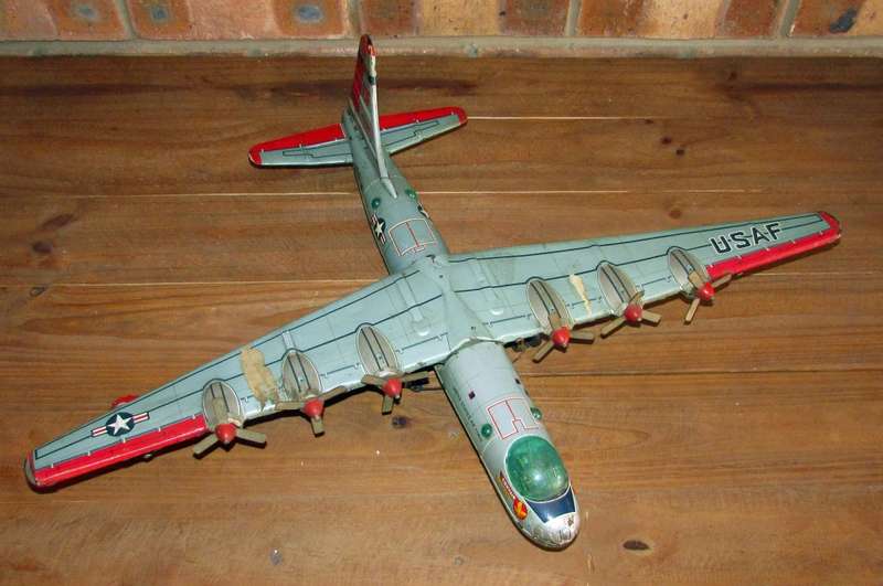 Large Vintage United States Air Force Tinplate Plane - Wingspan Measures 65CM