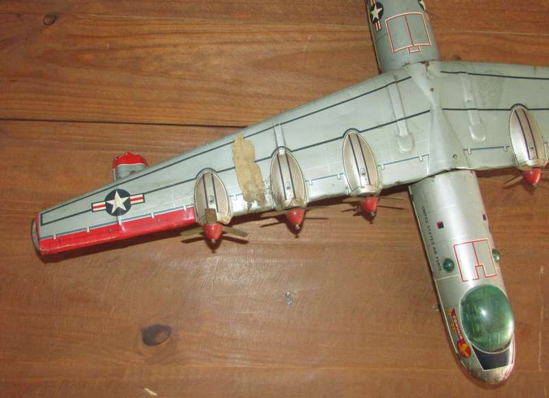 Large Vintage United States Air Force Tinplate Plane - Wingspan Measures 65CM