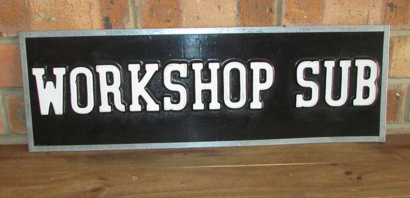 Man Cave Item - Workshop Sub Metal Number Plate - Measures 20CM by 60 CM