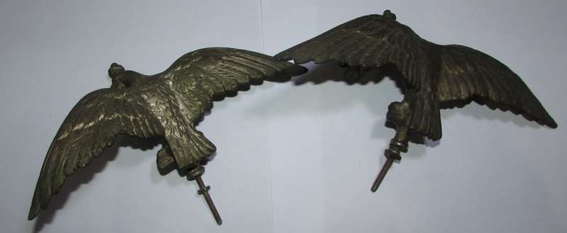Pair of Vintage Brass Eagles - Hood Ornaments or Ceremonial Pith Helmet Eagles