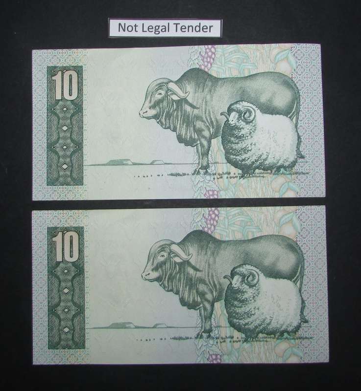 South Africa - 2 by 10 Rand Notes in Sequence and UNC