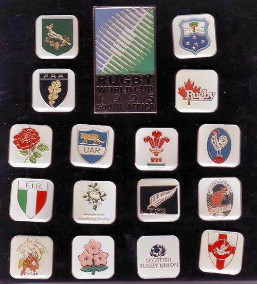 Complete Set of 1995 Rugby World Cup " Enambled " Collectors Pins