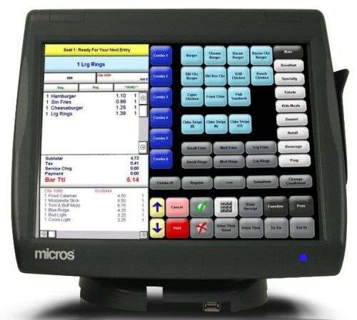 Micros CE WS5A Terminal with Stand + Customer Display and Fingerprint Scanner - Windows CE 6.0