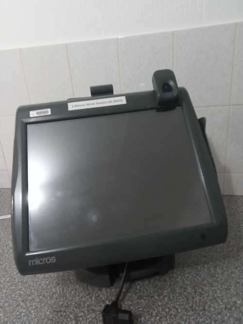 Micros CE WS5A Terminal with Stand + Customer Display and Fingerprint Scanner - Windows CE 6.0