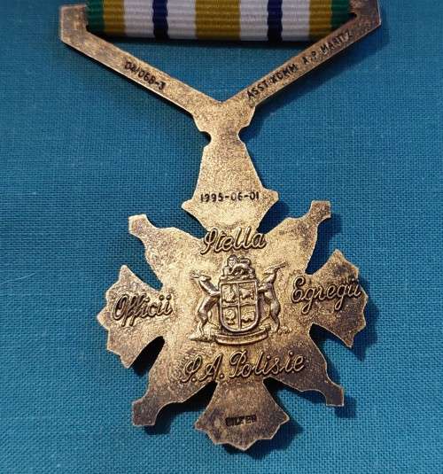 South African Police Medal - Star for Outstanding Service - * Named * Silver Gilt * Full Size *